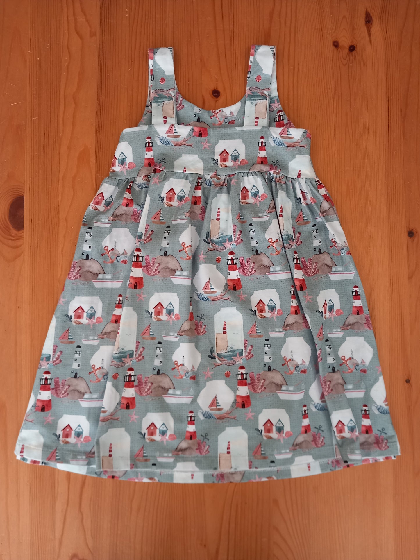 Handmade Sea/Lighthouses Print Dress - Girls 6-7 years - Little Gingers Clothing