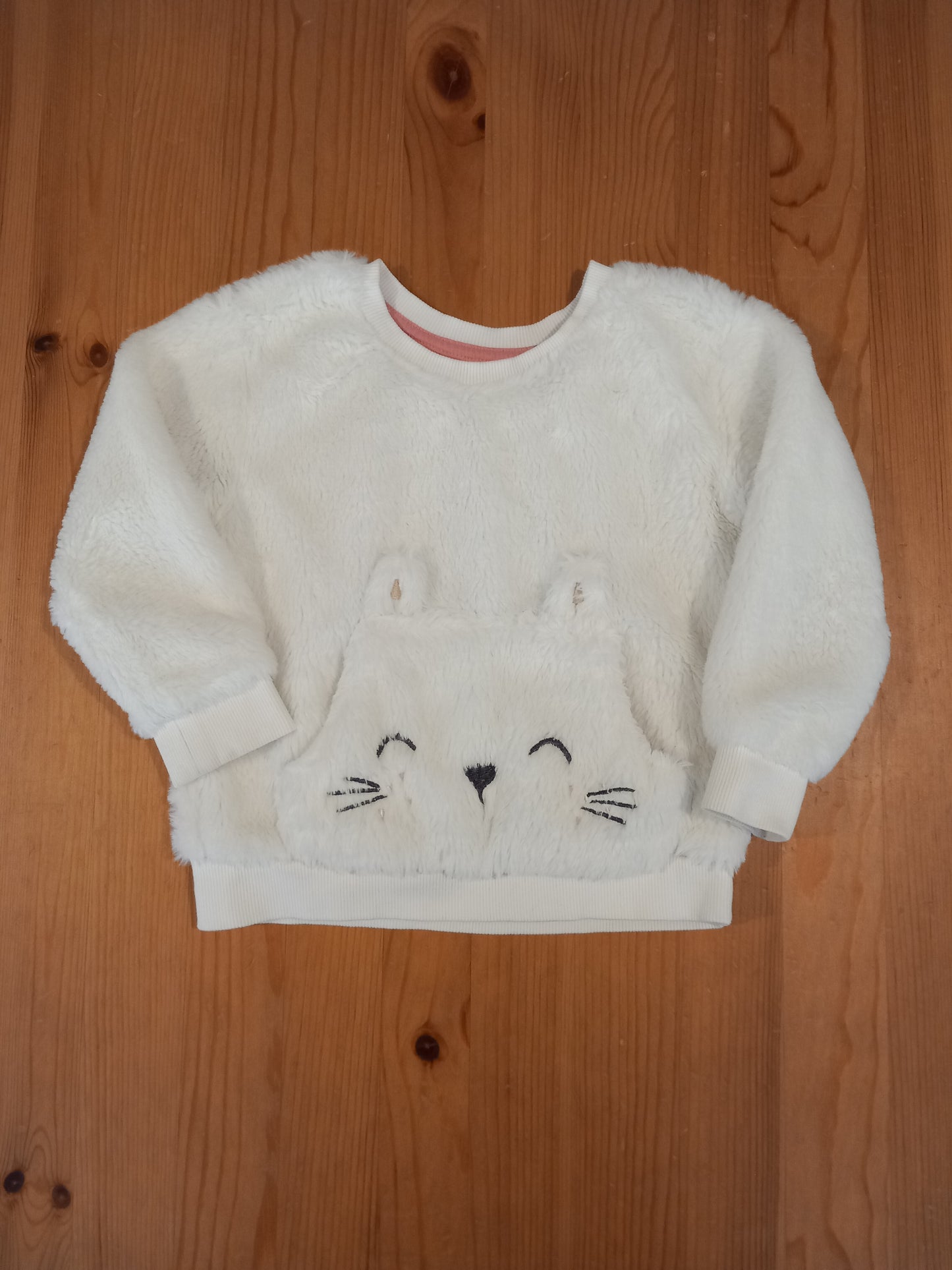 Cat Front Pocket Furry Jumper - Girls 2-3 years - Nutmeg