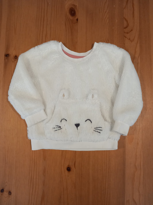 Cat Front Pocket Furry Jumper - Girls 2-3 years - Nutmeg