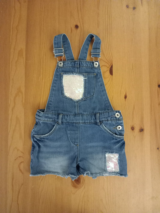 Sequined Distressed Look Shorts Dungarees - Girls 6 years - TU