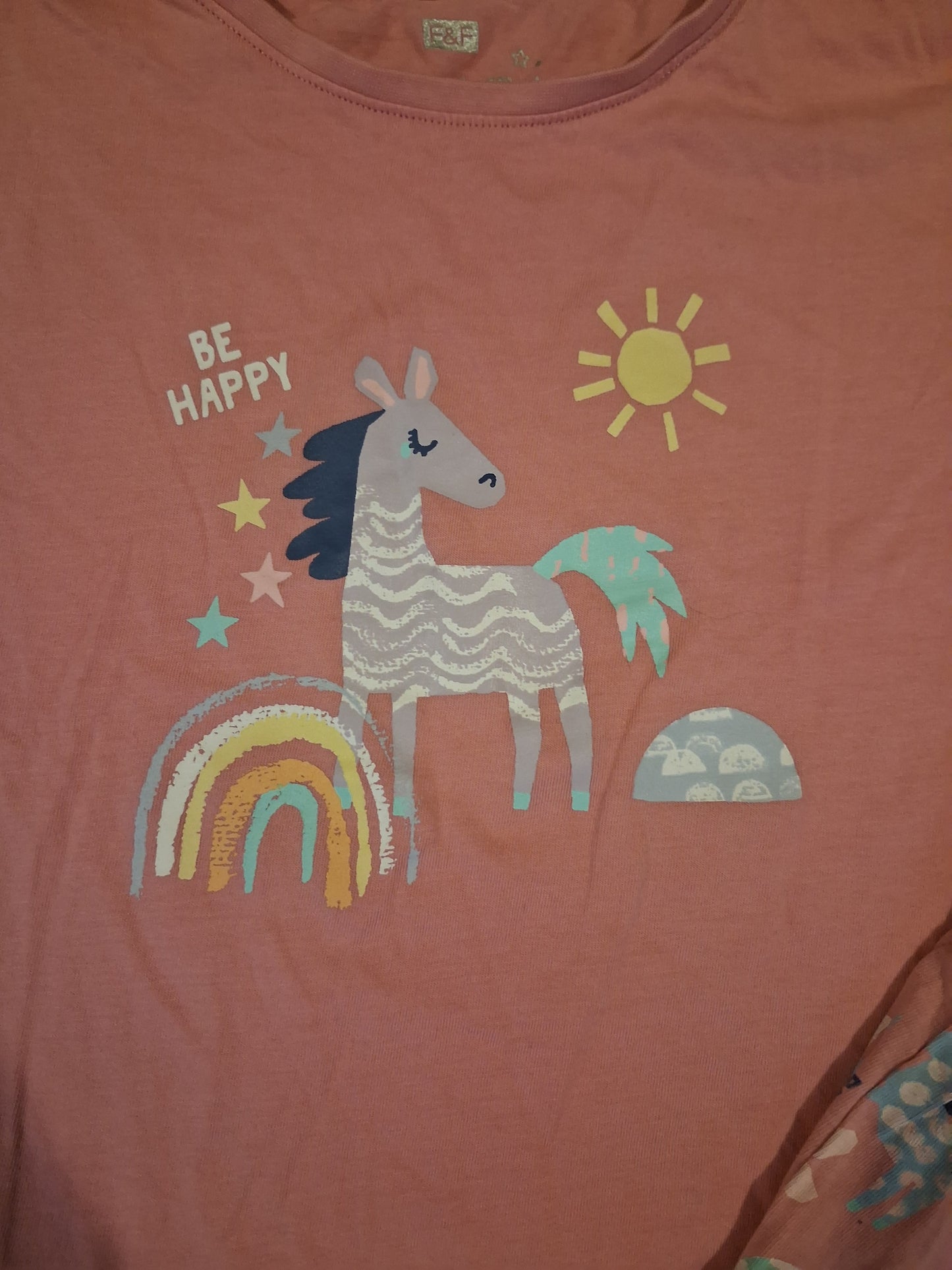 Pink 'Be Happy' Shorts Pyjamas With Oversized Top - Girls 4-5 years - F&F