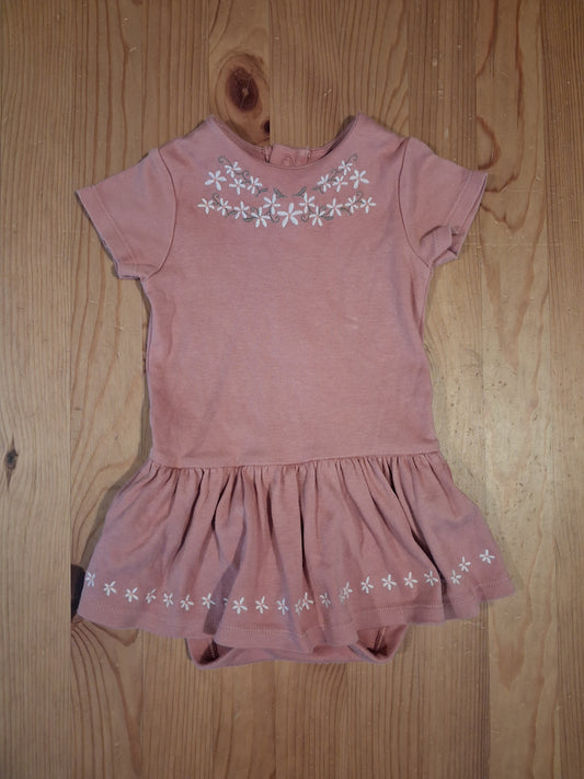Pink Floral Tunic Style Short Sleeve Top With Bodysuit Fastening - Girls 12-18 months - M&S