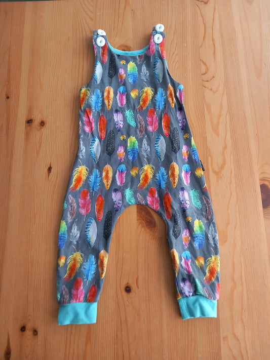 Handmade Feathers Dungarees - Unisex 1-2 years - Kit & Cass