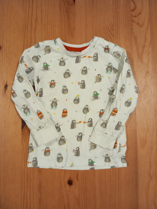 Glittery Penguins Long Sleeve Christmas Top - Girls 18-24 months - Bluezoo