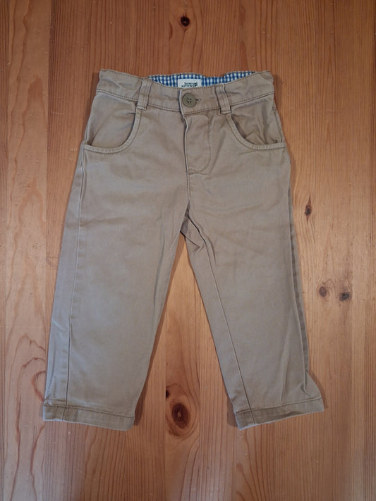 Beige Chino Style Trousers With Adjustable Waistband - Boys 18-24 months - Bows & Arrows