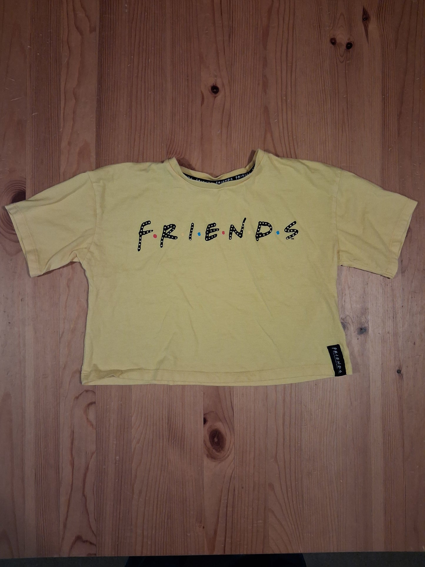 Yellow Friends Cropped/Shorter Length Oversized T-Shirt - Girls 9-10 years - George