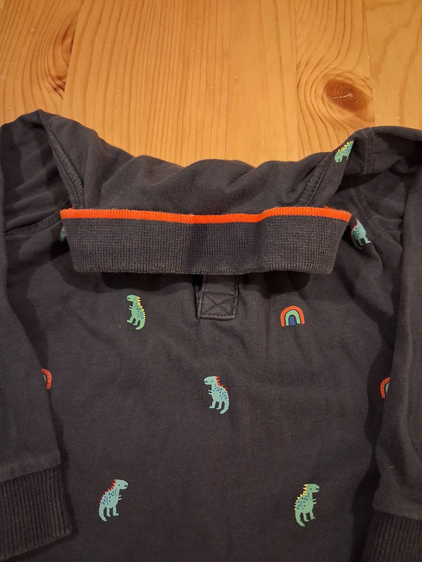 Navy Dinosaurs & Rainbows Long Sleeve Polo Style Top - Boys 18-24 months - George