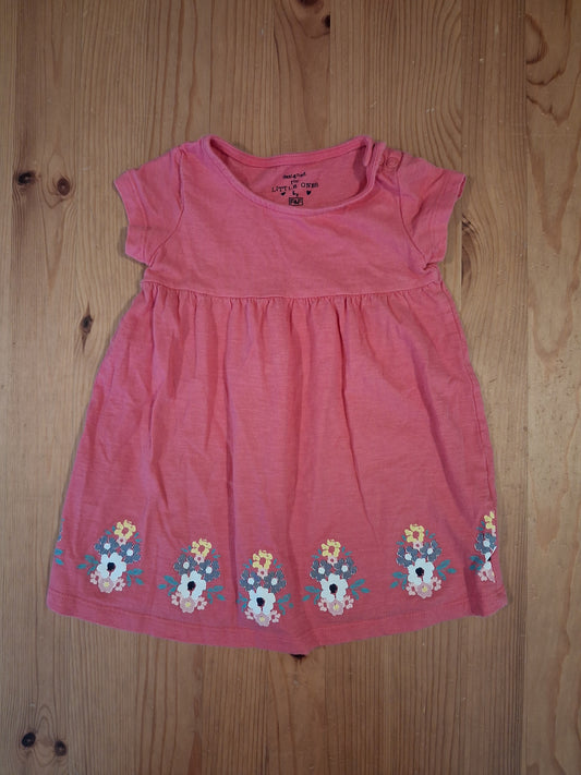 Pink Flowers Short Sleeve Dress - Girls 9-12 months - F&F