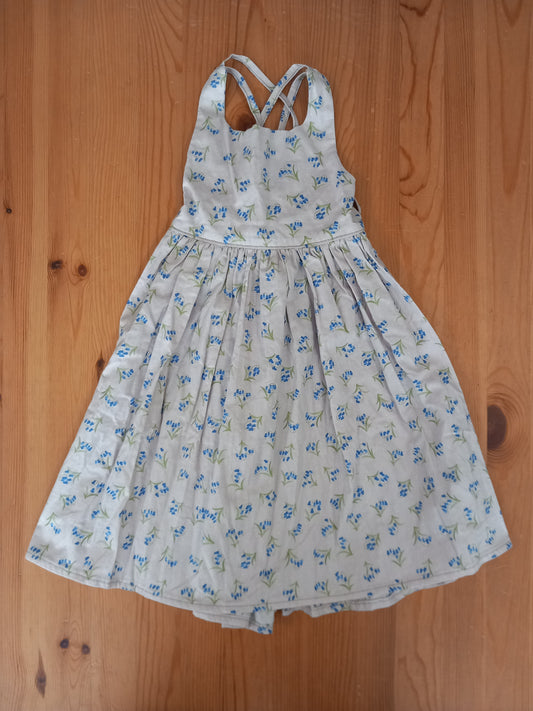 Handmade Bluebells Bow Back Dress - Girls 4-5 years - Button & Loop Handmade