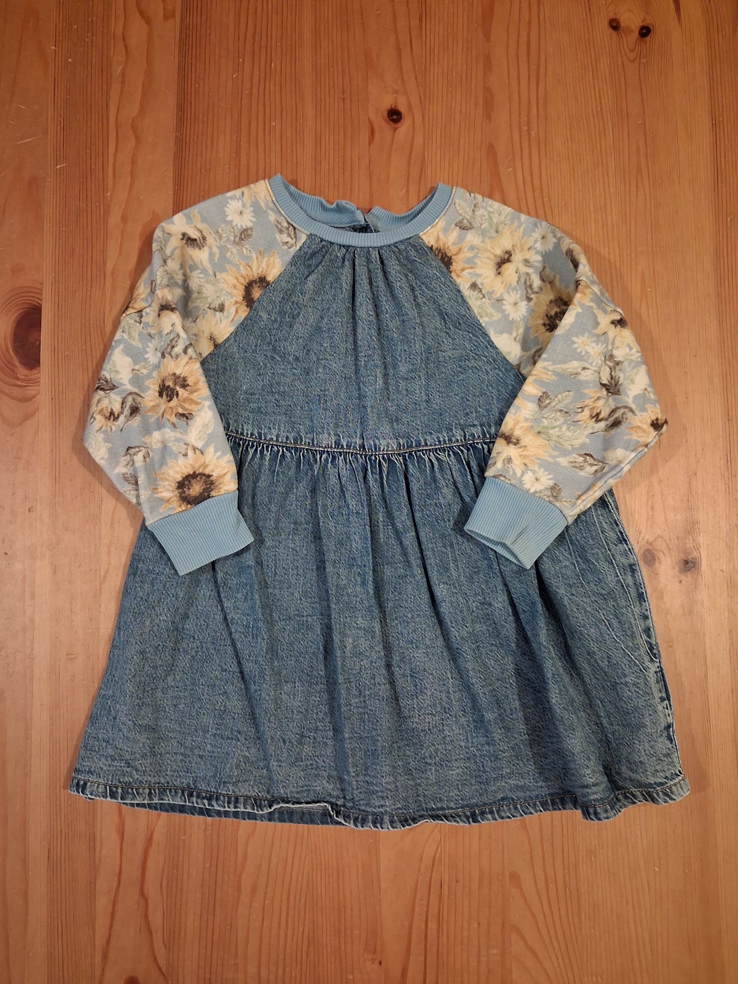 Denim Dress With Sunflowers Sleeves - Girls 3 years - Next