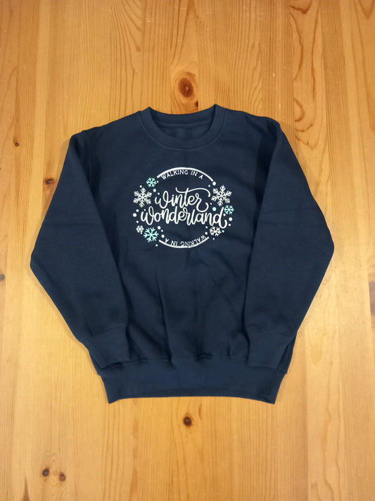 Navy 'Walking In A Winter Wonderland' Sweatshirt - Unisex 5-6 years - Brand unknown