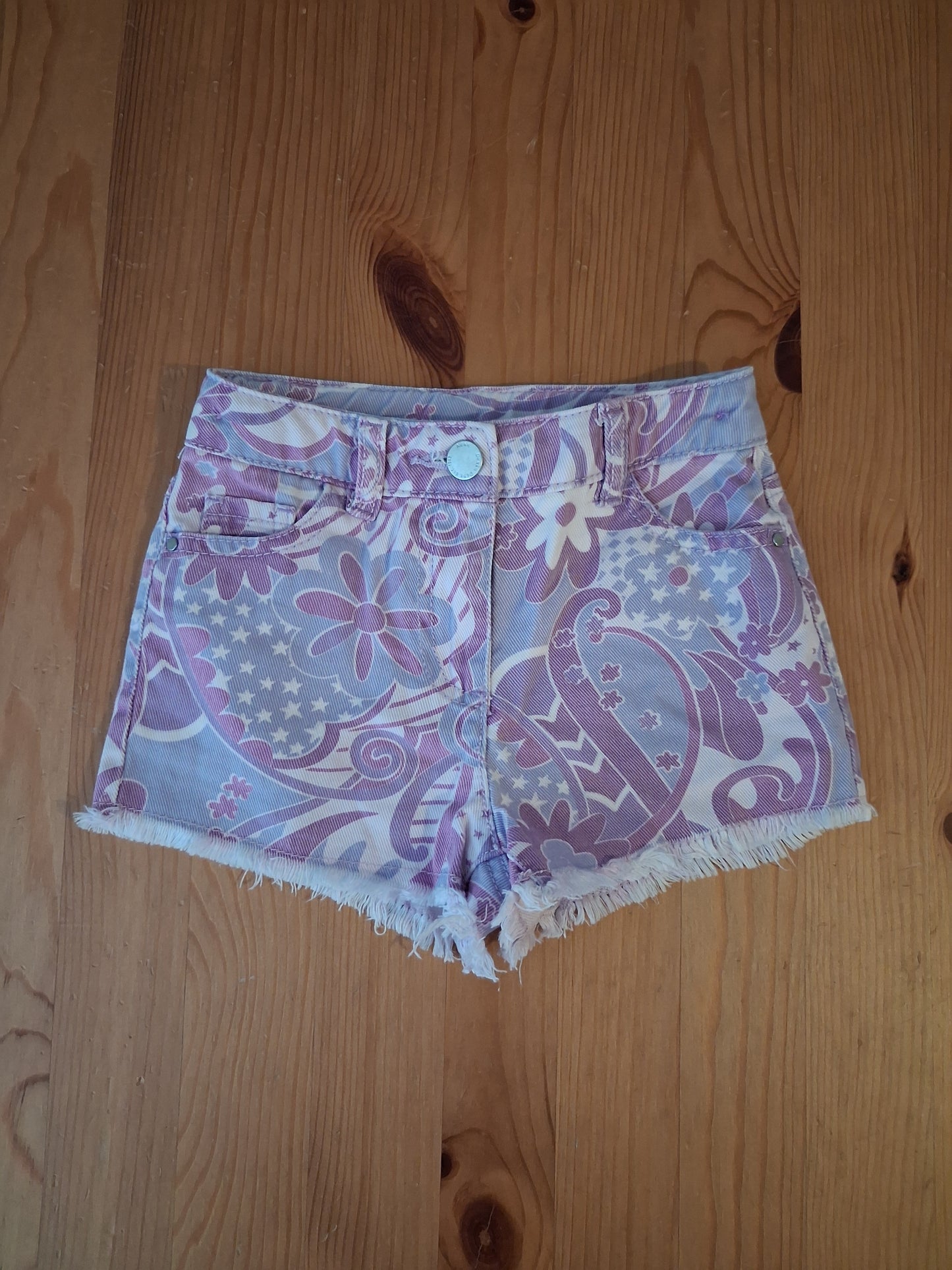 Purple Pattern Denim Shorts - Girls 3 years - Next