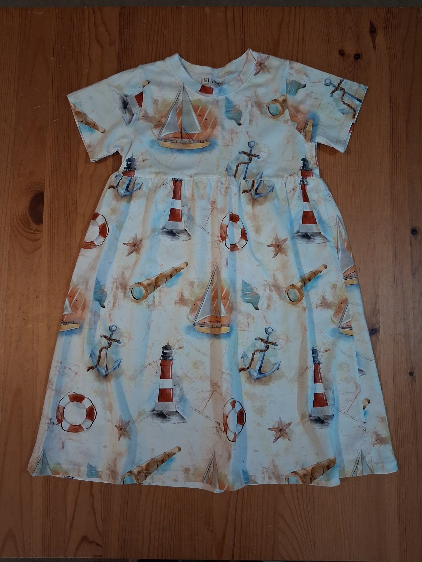 Handmade Nautical Short Sleeve Dress - Girls 5-6 years - Ellie Rae Clothing