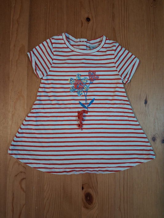 Red Striped Flowers Short Sleeve Dress - Girls 18-24 months - TU