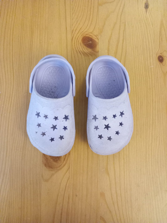 Purple Glittery Croc Style Shoes - Girls Infant Size 6 - Brand Unknown