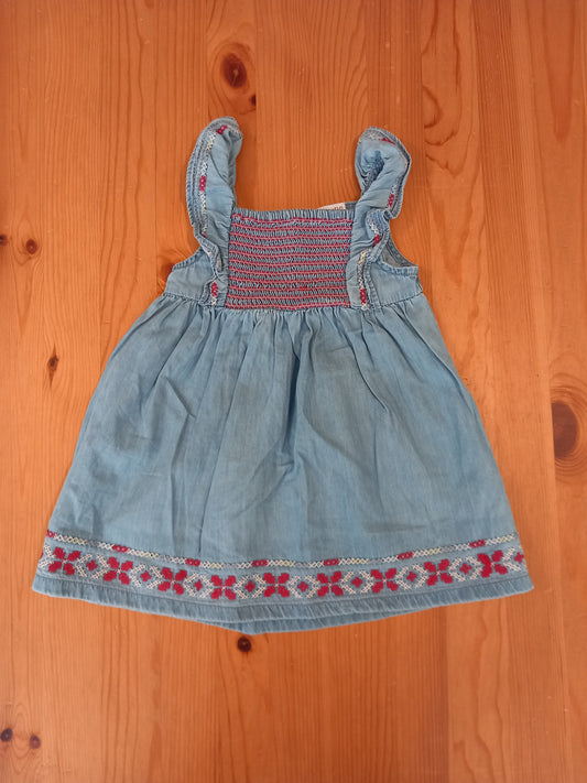 Embroidered Denim Look Dress - Girls 12-18 months - F&F