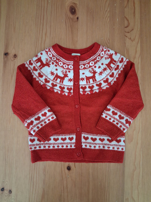 Reindeer Christmas Cardigan - Girls 3-4 years - TU