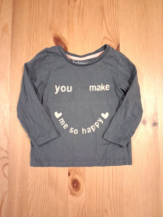 'You Make Me So Happy' Long Sleeve Top - Girls 2-3 years - Nutmeg
