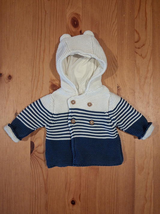 Navy Striped Cardigan With Ears - Boys up to 1 month - M&S