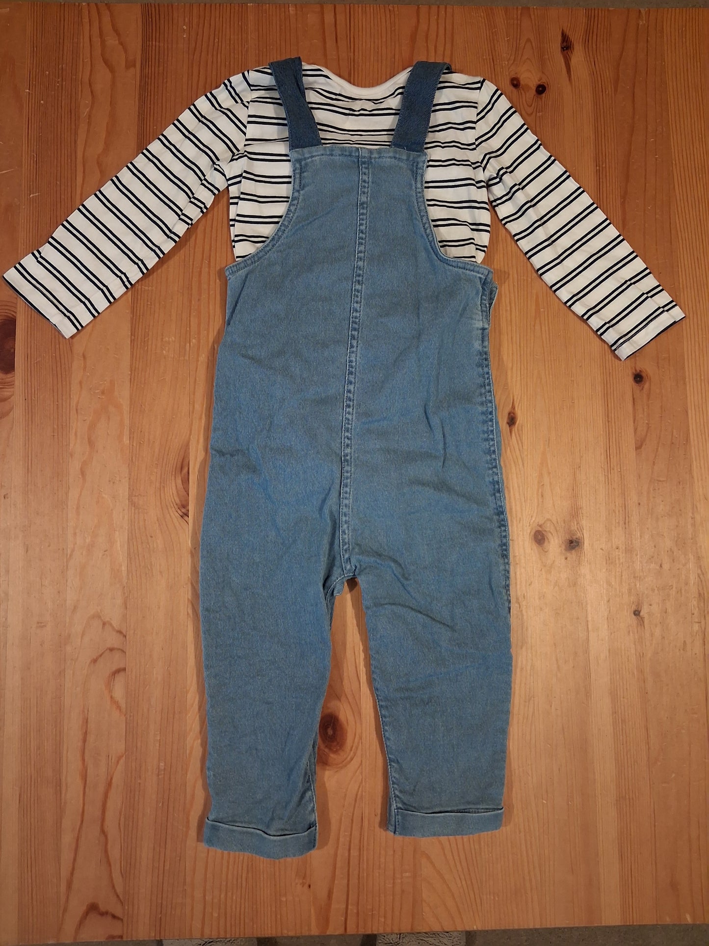 Denim Dungarees & Long Sleeve Striped Bodysuit Set - Boys 18-24 months - TU