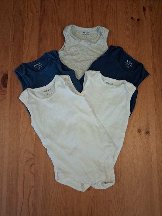5 x Sleeveless Bodysuits - Unisex 18-24 months - TU