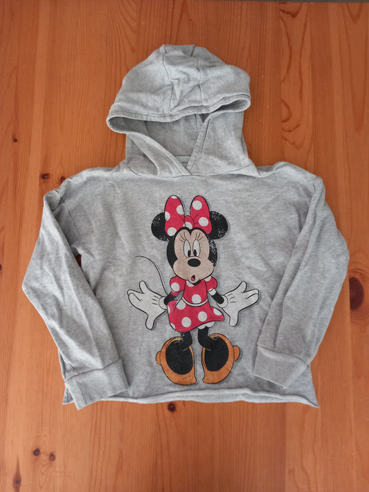 Grey Distressed Look Minnie Mouse Hoodie - Girls 8 years - Next