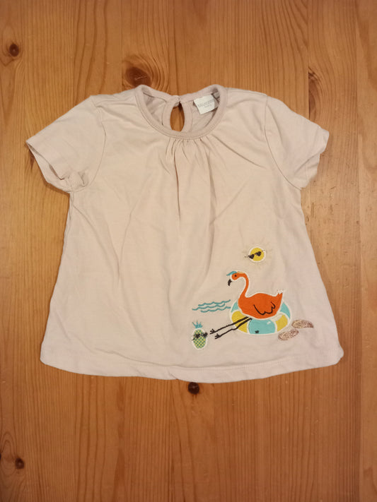 Light Pink Flamingo Short Sleeve Top - Girls 6-9 months - Bluezoo