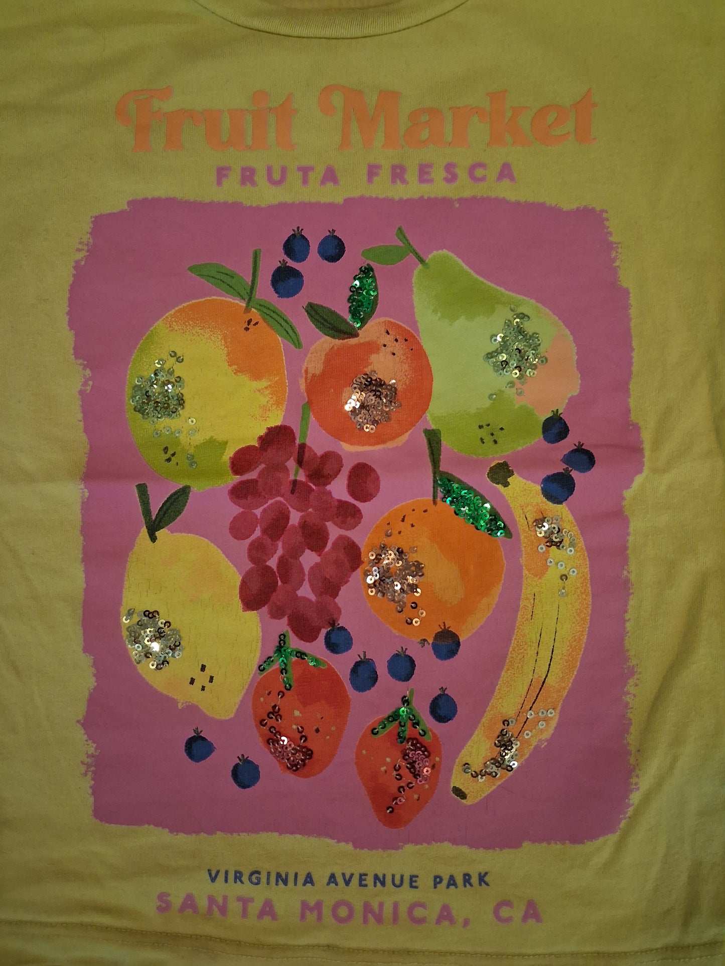 Yellow Sequined 'Fruit Market' T-Shirt - Girls 5 years - Next