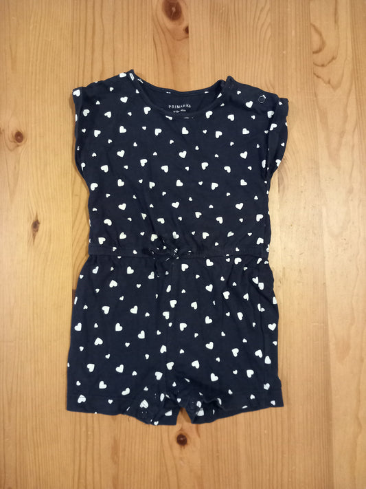 Navy Hearts Playsuit - Girls 9-12 months - Primark