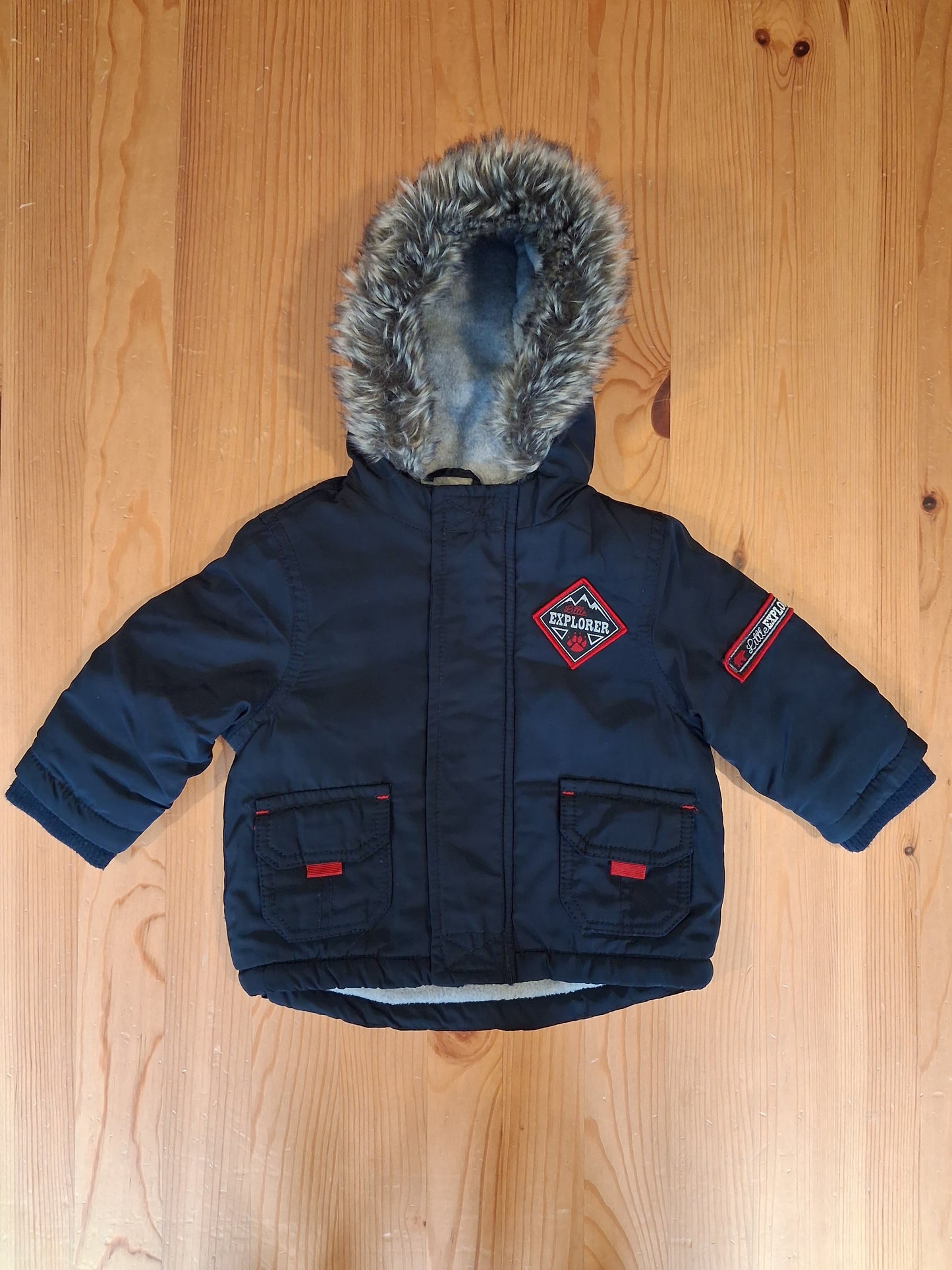 Navy 'Little Explorer' Fleece Lined Coat - Boys 3-6 months - Early Days