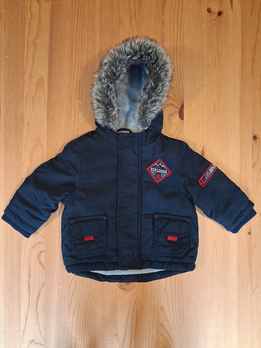 Navy 'Little Explorer' Fleece Lined Coat - Boys 3-6 months - Early Days