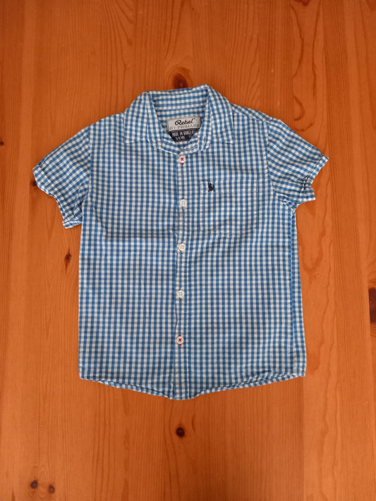 Blue & White Short Sleeve Shirt - Boys 5-6 years - Primark