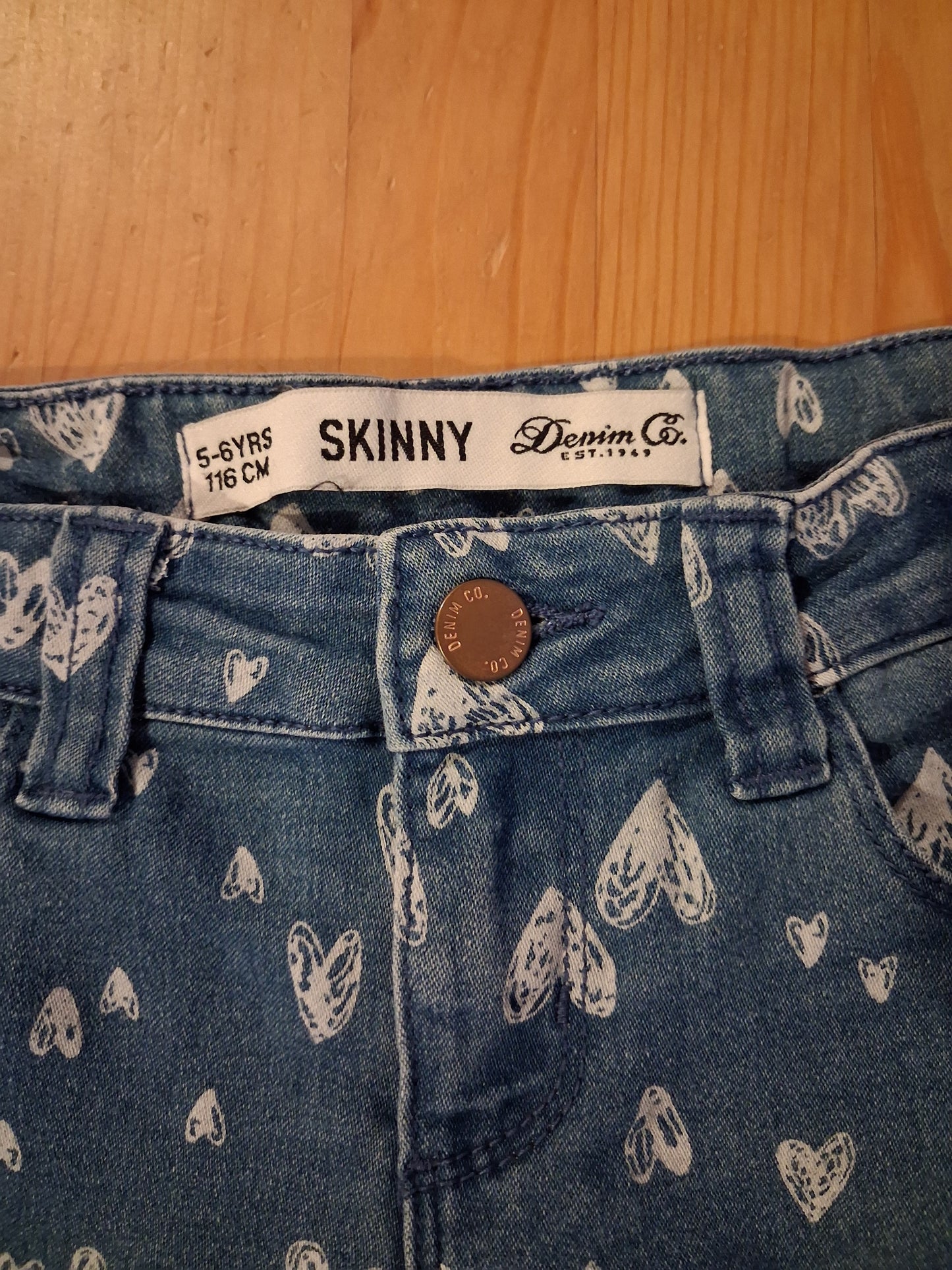 Hearts Skinny Jeans With Adjustable Waistband - Girls 5-6 years - Denim Co