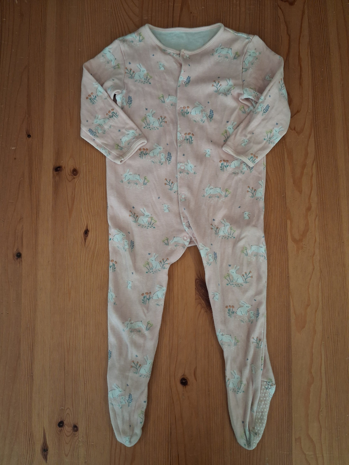 Light Pink Bunnies Sleepsuit - Girls 12-18 months - John Lewis