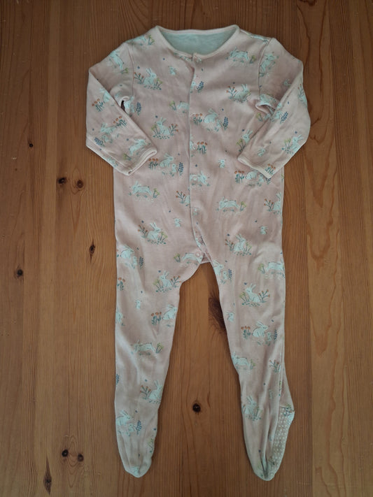 Light Pink Bunnies Sleepsuit - Girls 12-18 months - John Lewis