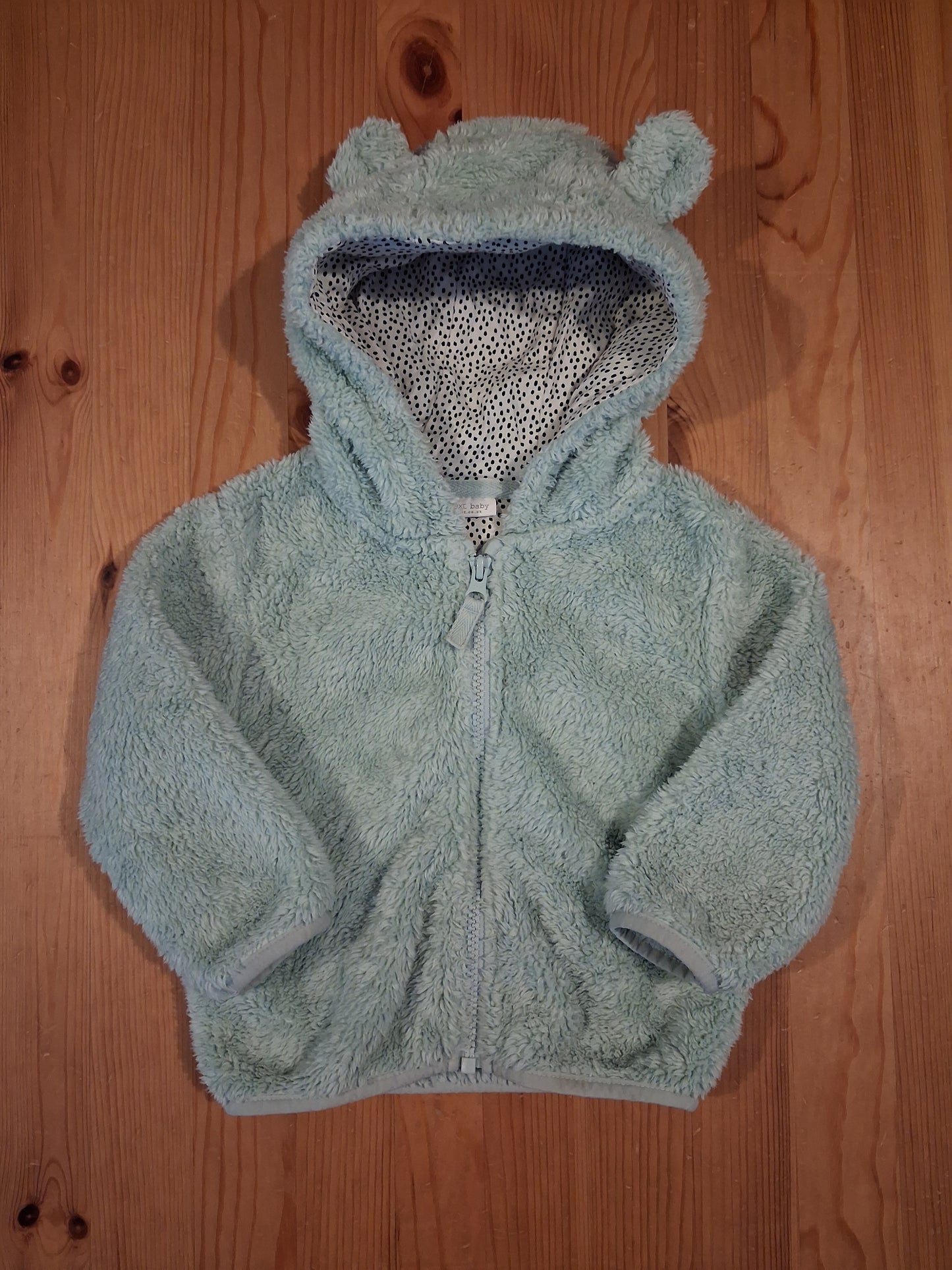 Light Green Furry Jacket/ Hoodie With Ears - Girls 12-18 months - Next