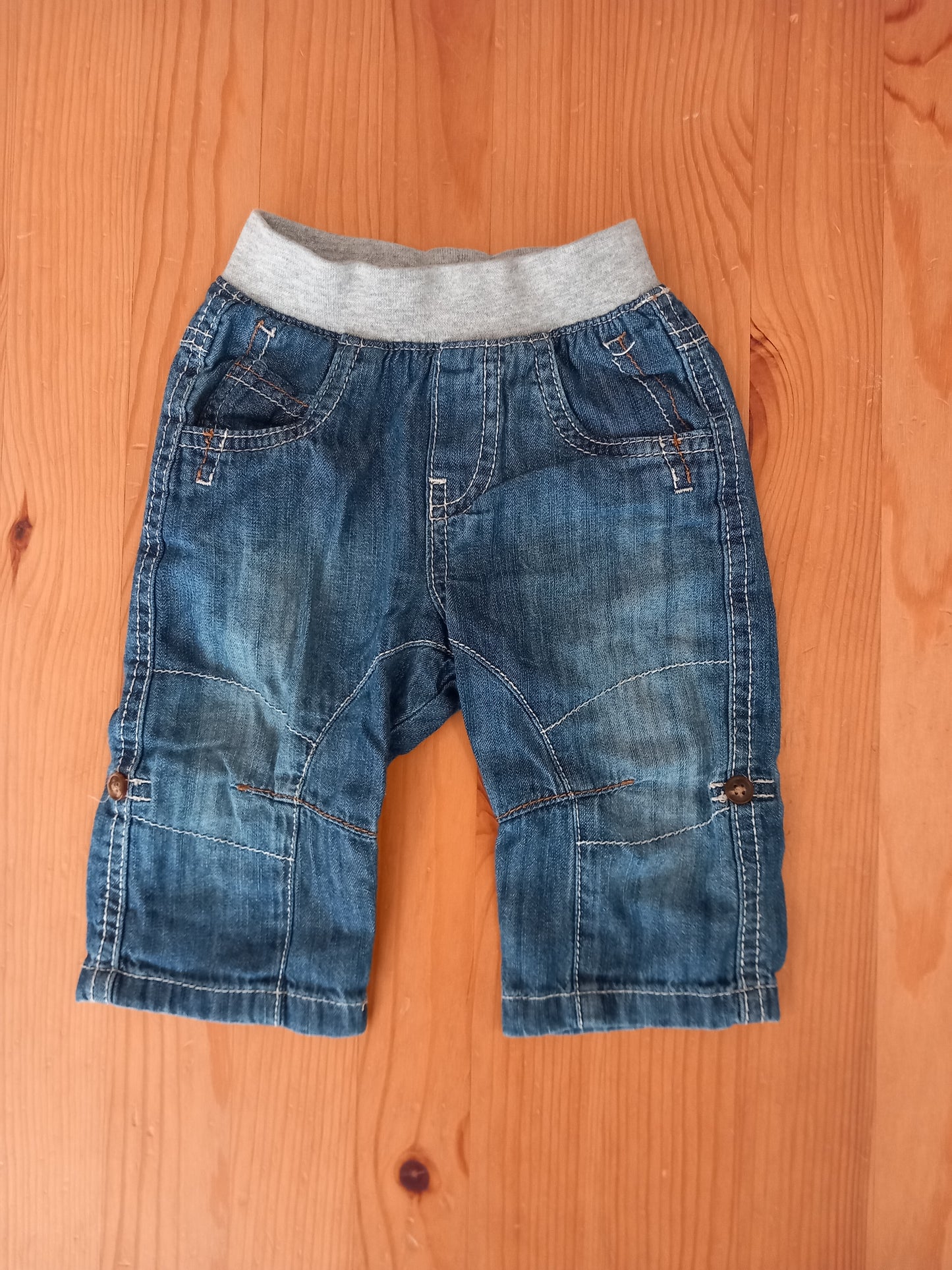 Distressed Look Jeans With Elasticated Waistband - Boys 3-6 months - TU