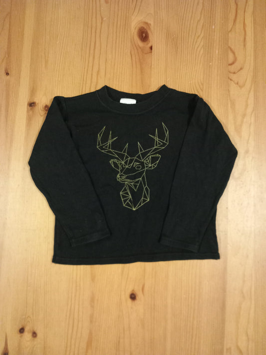 Black Reindeer Long Sleeve Top - Unisex 2-3 years - Fred & Noah