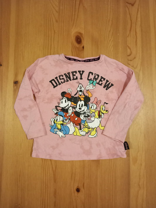 Pink 'Disney Crew' Distressed Look Long Sleeve Top - Girls 3-4 years - TU