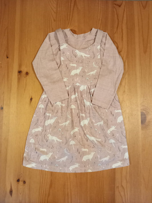 Handmade Light Pink Nature Pinafore Dress & Long Sleeve Top Set - Girls 4-5 years - Little Stitch & Me