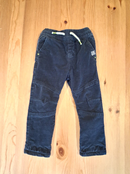 Navy Lined Fine Corduroy Trousers With Drawstring Elasticated Waistband - Boys 18-24 months - F&F