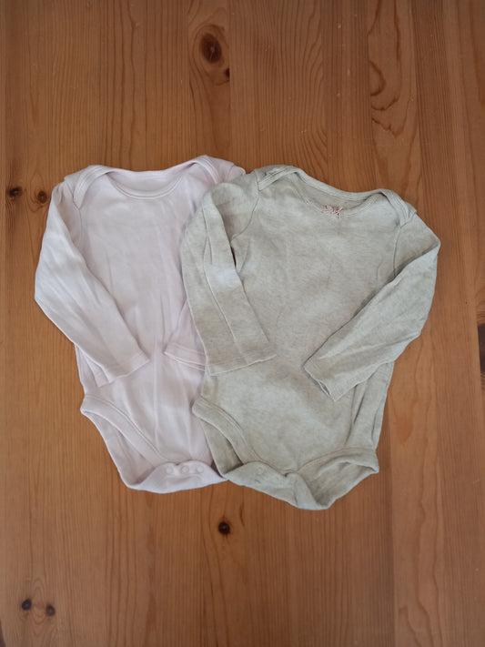 2 x Long Sleeve Bodysuits - Girls 9-12 months - Mixed Brands