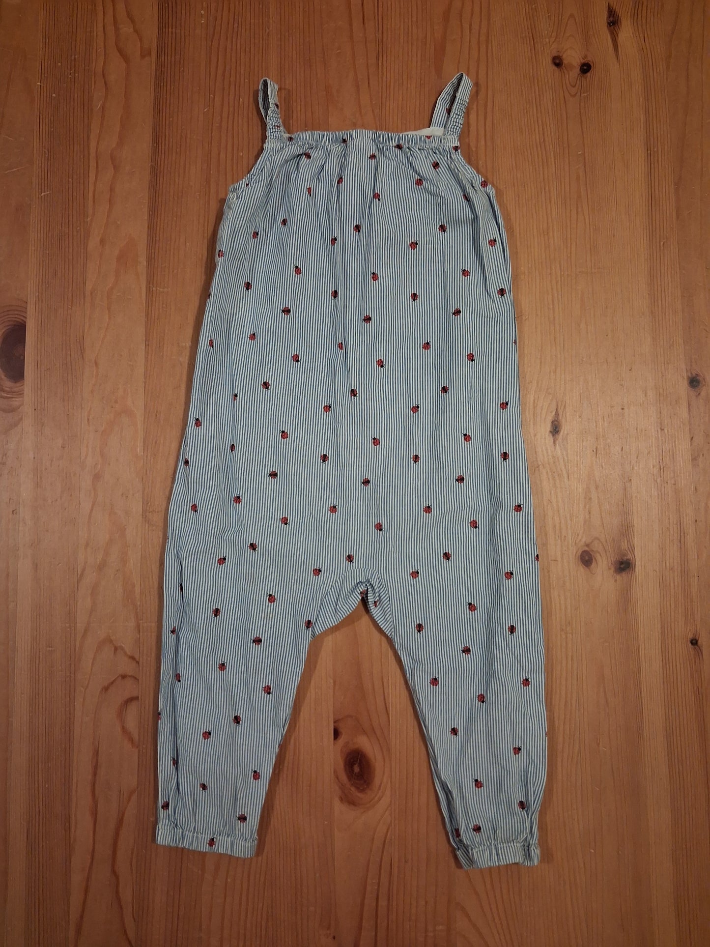 Striped Ladybirds Sleeveless Jumpsuit/Dungarees - Girls 12-18 months - H&M