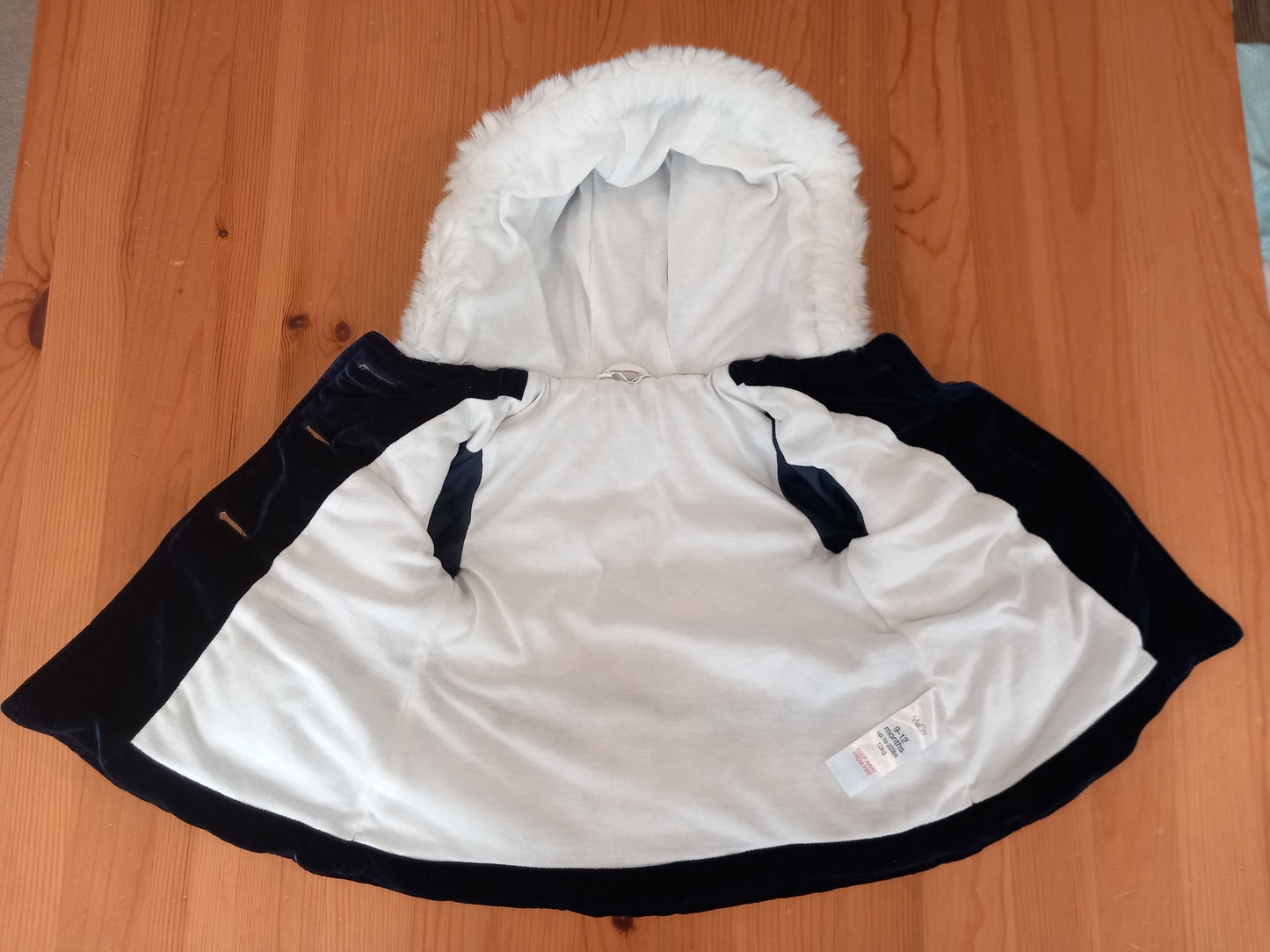 Navy Soft Feel Coat With Furry Hood - Girls 9-12 months - M&Co