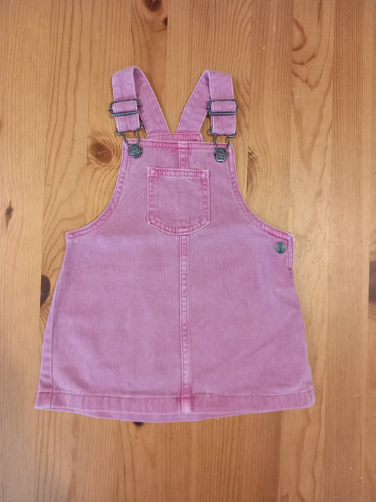 Pink Distressed Look Pinafore Dress - Girls 12-18 months - F&F