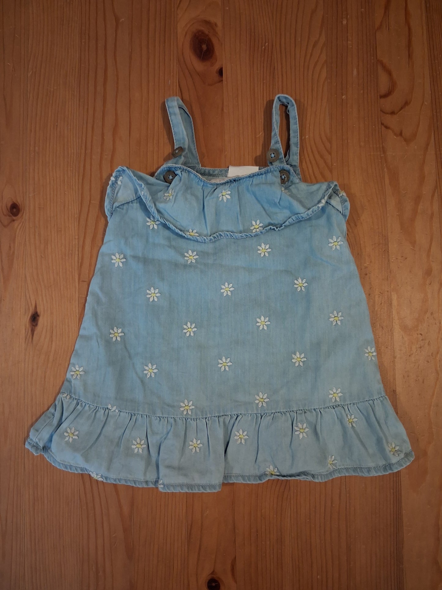 Daisies Light Denim Sleeveless Dress - Girls 6-9 months - F&F