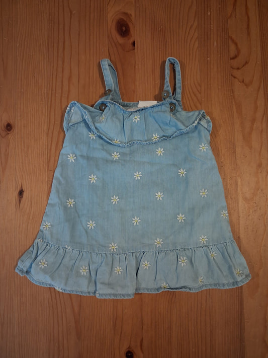 Daisies Light Denim Sleeveless Dress - Girls 6-9 months - F&F