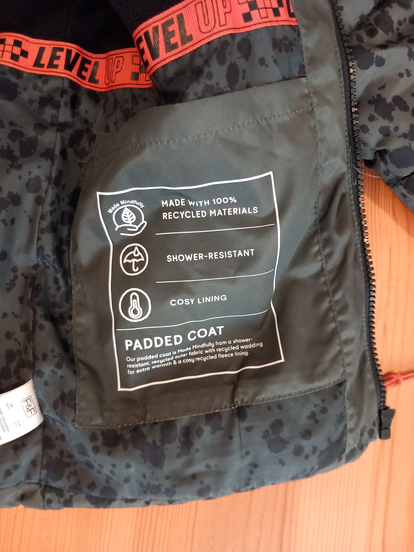 Splash Print Padded Coat - Boys 6-7 years - F&F