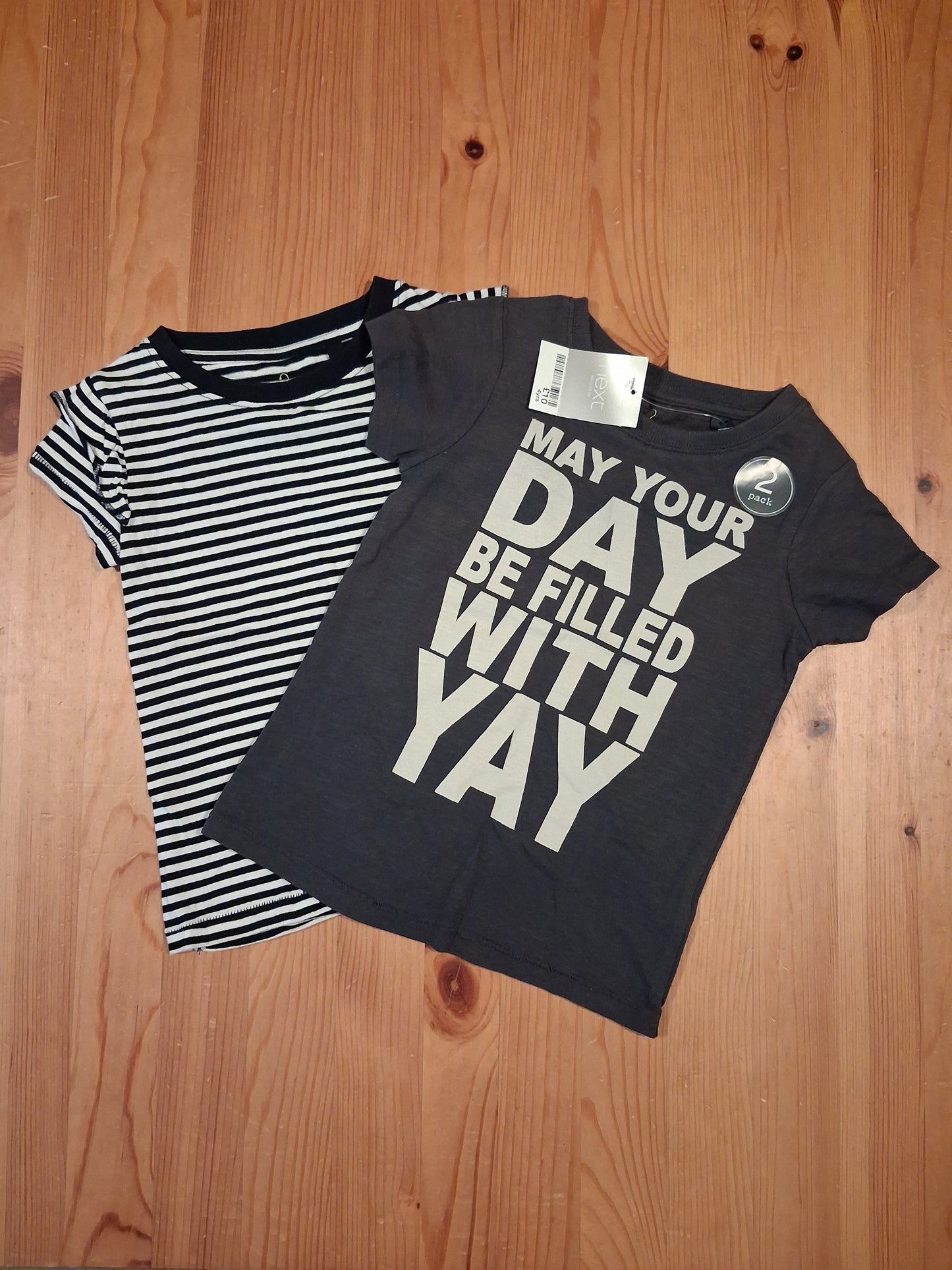 2 x T-Shirts (Striped & Yay) - Girls 4 years - Next