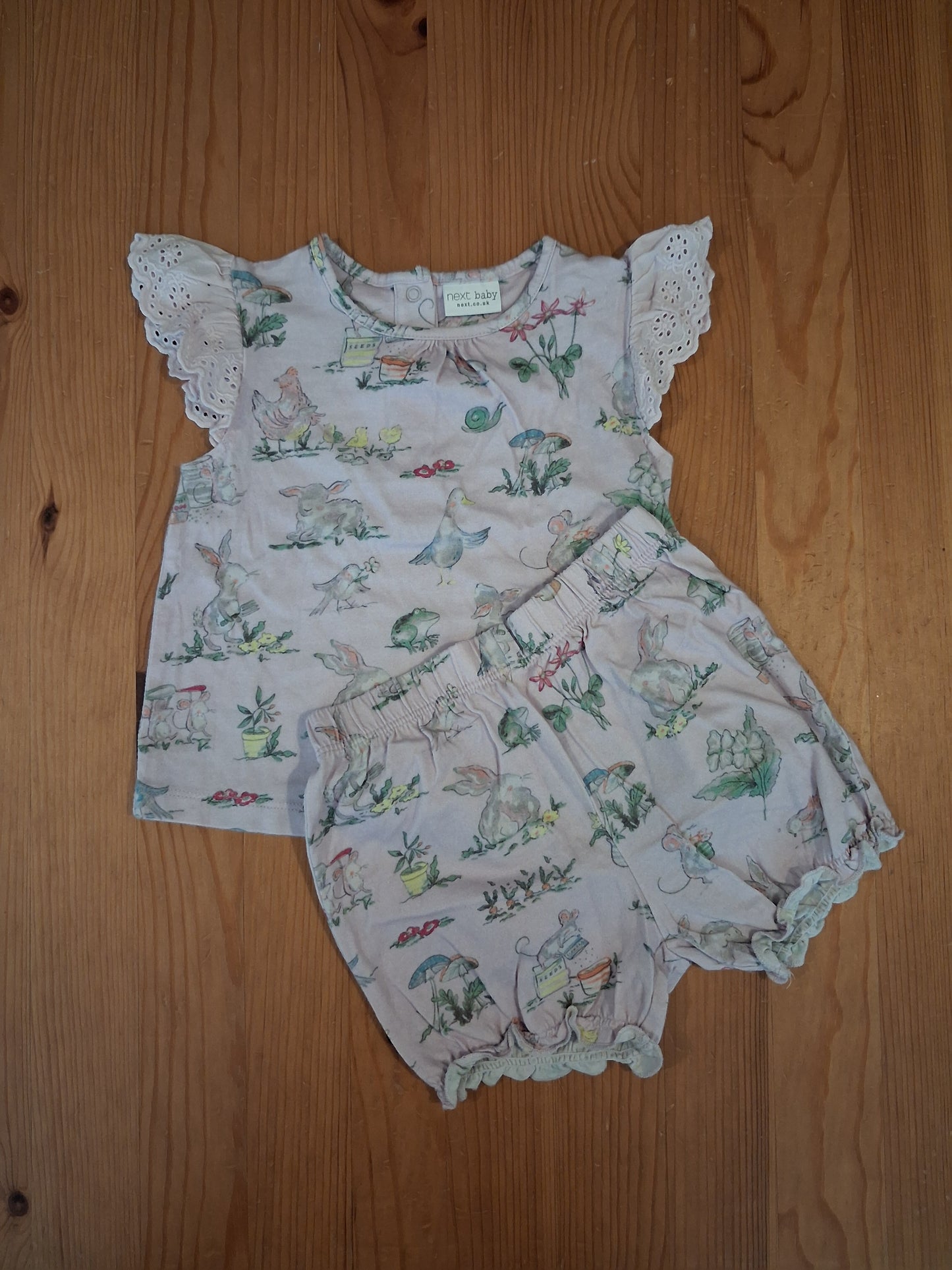 Light Purple Animals Shorts & T-Shirt Set - Girls 6-9 months - Next